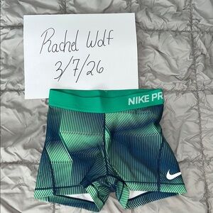 Nike Pro Green and Blue Striped Shorts